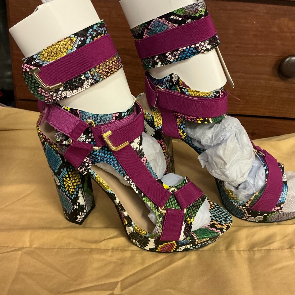 Vibrant Snakeskin Patterned Heels